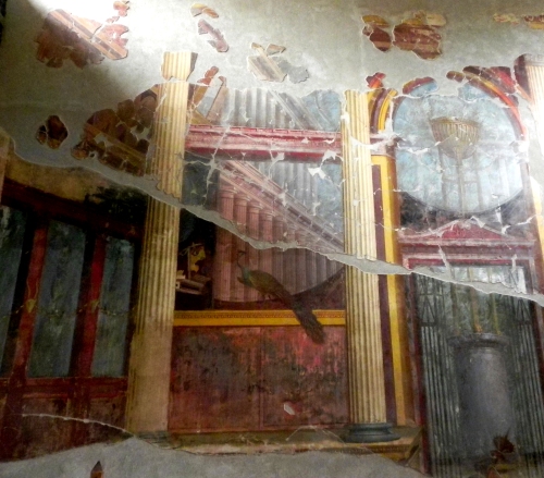 Wall Painting with Peacock and Mask- Oplontis